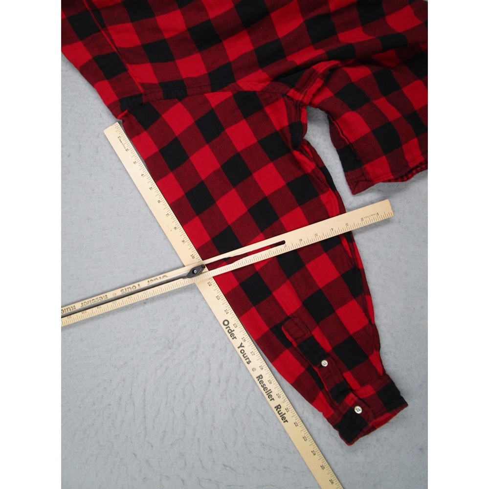Ralph Lauren Mens 3XB Red Black Buffalo Plaid Button Down Flannel Shirt Big Tall - Picture 9 of 11